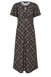 PixieGirl Petite Brown Check Tie Front Midi Dress