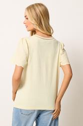 M&Co Yellow Embroidered Sleeve Cotton T-Shirt | M&Co 2