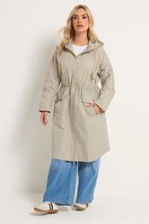 YOURS Plus Size Natural Brown Lightweight Longline Parka Jacket | Yours Clothing 3