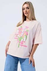 LIMITED COLLECTION Plus Size Pink 'All You Need Is Love & Flowers' T-Shirt | Yours Clothing 3
