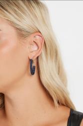 Gold Tone Navy Blue Diamante Hoop Earrings | Yours Clothing  1