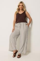 YOURS Plus Size Chocolate Brown Stripe Trousers | Yours Clothing 2