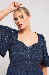 LUXE Plus Size Curve Navy Blue Sequin Sweetheart Ruffle Maxi Dress | Yours Clothing  1