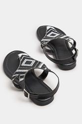 LTS Black Beaded Ankle Strap Sandals In Standard Fit | Long Tall Sally 4