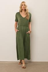 LTS Tall Women's Khaki Green Cotton Maxi T-Shirt Dress | Long Tall Sally 3