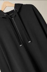 EVANS Plus Size Black Luxe Zip Through Hoodie | Evans 6