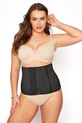 Plus Size Black Textured Mesh Hook & Eye Control Belly Band | Yours Clothing 3