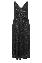 YOURS LONDON Curve Black Sequin V-Neck Maxi Dress