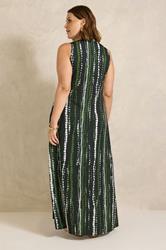 EVANS Plus Size Black & Khaki Tie Dye Knot Front Maxi Dress | Evans 2