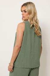 YOURS Plus Size Khaki Green Waistcoat | Yours Clothing 2