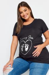 BUMP IT UP MATERNITY Plus Size Black 'Coming Soon' Slogan T-shirt | Yours Clothing 1