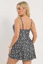 YOURS Plus Size Black Diamond Wrap Swimdress | Yours Clothing 2