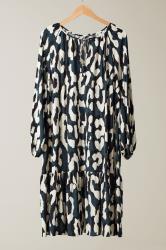 EVANS Curve Navy Blue Animal Print Tiered Mini Dress