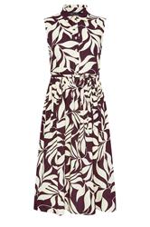 M&Co Petite Berry Purple Leaf Printed Sleeveless Midi Dress | M&Co 6