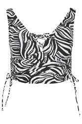 YOURS Plus Size Black & White Geometric Print Tankini Top | Yours Clothing 9