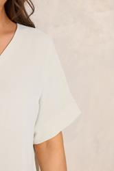 EVANS Curve Ecru White Front Pleat Blouse | Evans 4