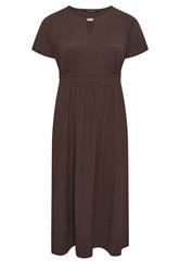 EVANS Curve Chocolate Brown Keyhole Textured Maxi Dress