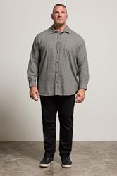 JACK & JONES Big & Tall Navy Blue Mini Check Shirt | BadRhino 1
