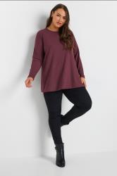 YOURS Plus Size Purple Ribbed Swing T-Shirt | Yours Clothing 2