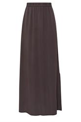 LTS Tall Chocolate Brown Acid Wash Side Split Maxi Skirt