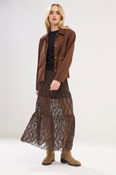 PixieGirl Petite Women's Chocolate Brown Lace Lined Maxi Skirt | PixieGirl 3