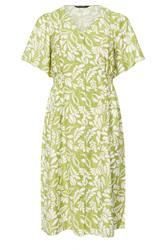 EVANS Plus Size Chartreuse Green Leaf Print Midi Dress | Evans  7