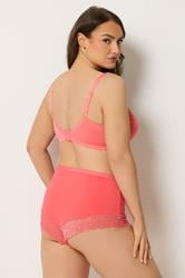 YOURS Plus Size Pink Hi Shine Lace Non-Padded Non-Wired Full Cup Bra | Yours Clothing 2
