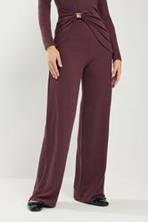 LTS Tall Women's Berry Red Textured Wide Leg Trousers | Long Tall Sally 1