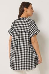 YOURS Plus Size Natural Brown Check Overhead Half Placket Shirt | Yours Clothing 2