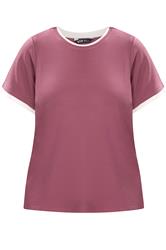 YOURS Curve Pink Premium Ringer T-Shirt
