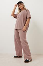 YOURS Plus Size Pink Acid Wash Wide Leg Joggers | Yours Clothing 2