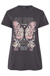 YOURS Curve Grey 'Free Spirit' Studded T-Shirt