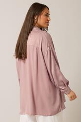 EVANS Plus Size Light Pink Metallic Button Through Shirt | Evans 2
