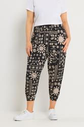 YOURS Plus Size Black Celestial Cropped Balloon Trousers | Yours Clothing 3
