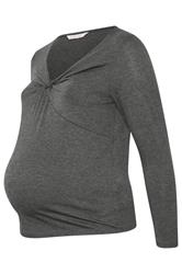 BUMP IT UP MATERNITY Plus Size Charcoal Grey Twist Front Top | Yours Clothing 6