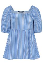 YOURS Curve Blue Stripe Peplum Top