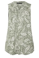 YOURS Curve Ivory White Leaf Print Sleeveless Blouse