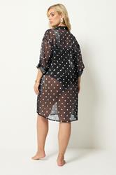 YOURS Plus Size Black Polka Dot Cover Up | Yours Clothing 2