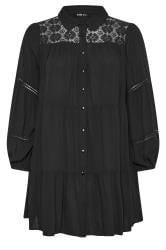 YOURS Curve Black Tiered Lace Shirt