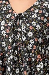 YOURS Plus Size Black Floral Bow Front Peplum Top | Yours Clothing 4