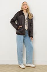 LTS Tall Chocolate Brown Aviator Jacket | Long Tall Sally 4