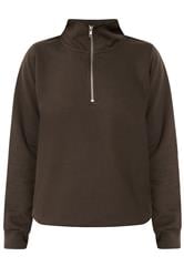 M&Co Petite Chocolate Brown Half Zip Sweatshirt | M&Co 5