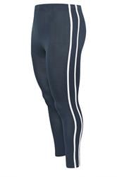 YOURS ACTIVE Curve Navy Blue Side Stripe Leggings
