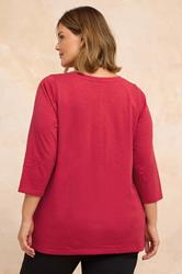 EVANS Plus Size Red V-Neck Cotton Top | Evans 2