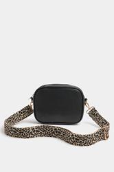 Black Faux Leather Leopard Strap Shoulder Bag | Yours Clothing 3