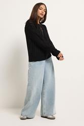 PixieGirl Petite Women's Black Crochet Bomber Cardigan | PixieGirl 1