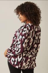 EVANS Plus Size Burgundy Red Animal Print Crepe Tie Neck Blouse | Evans 4