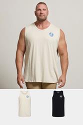 JACK & JONES Big & Tall 2 PACK Moonbeam White & Black Vests | BadRhino 3