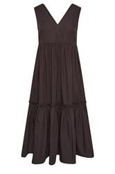 PixieGirl Petite Chocolate Brown Cotton Frill Tiered Midi Dress