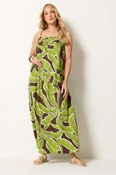 LTS Tall Women's Set Green Palm Leaf Print Top & Skirt | Long Tall Sally 1